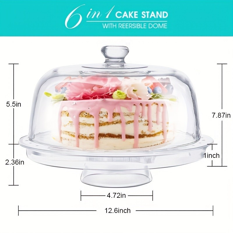 Cake Stand with Dome Cover, 6-in-1 Multi-Purpose Use, Cake Stand with Lid gallery