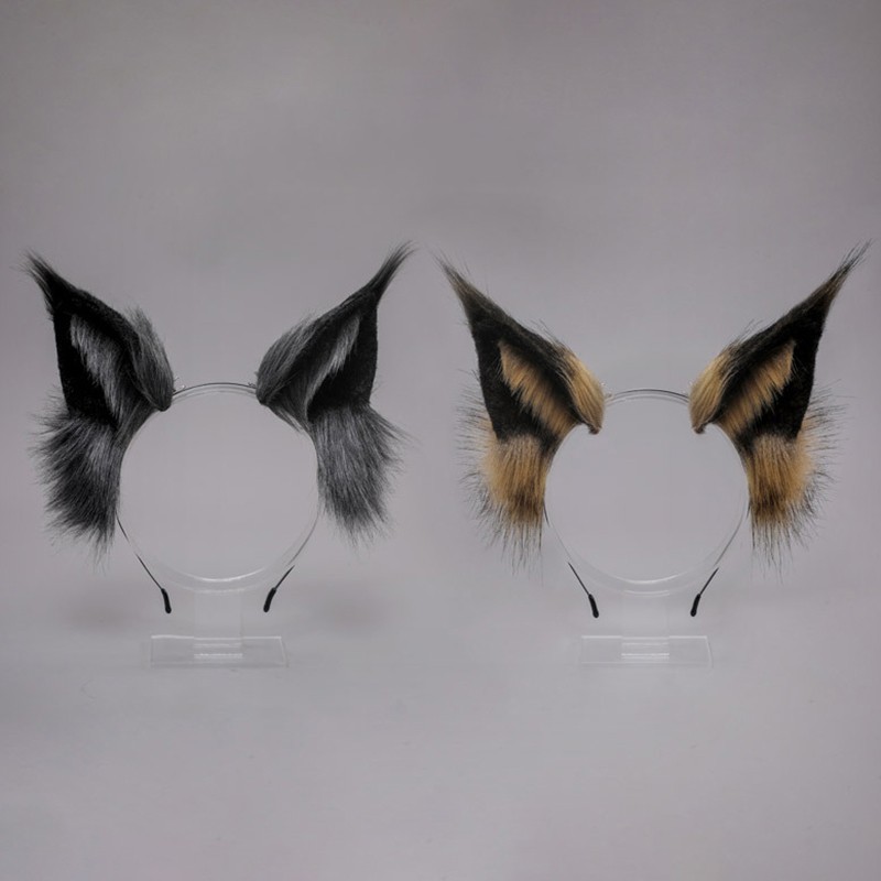 1pc 2021 Lovely Faux Wolf Ears Headband Realistic Furry Fluffy Animal Hair H AL gallery