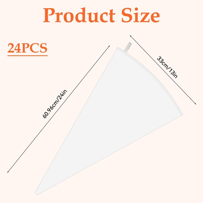 4 Pcs White Cloth Frosting Bags with Plastic Coating 24" Reusable Piping Past... gallery