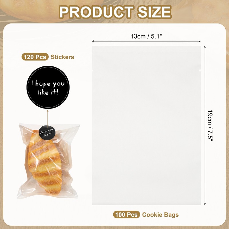 100 transparent bags for 12x19 cm with 120 stickers, for general use gallery