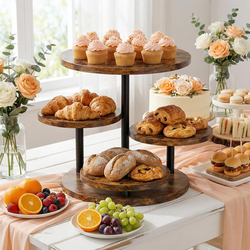 Cupcake Stand 4 Tier for 50 Cupcakes Wooden Cake Stand 360°Rotatable Dessert Sta gallery