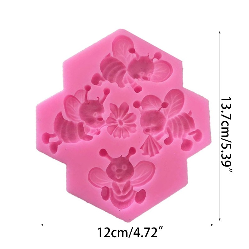 4 Holes Bee Shape Silicone Fondant Molds Chocolate Mold Mousse Moulds for Baking gallery