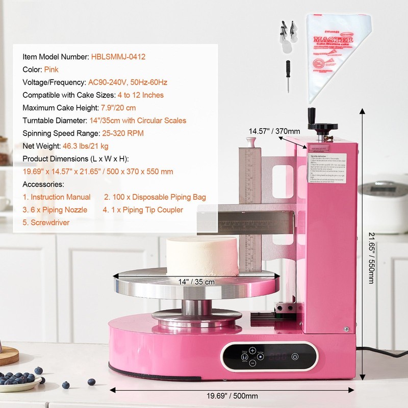 Cake Frosting Machine 4-12in, 25-320RPM Adjustable gallery