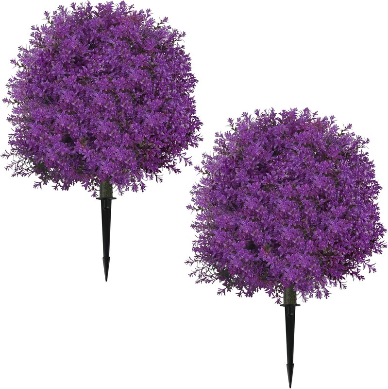 Sunnye 25.5″ Set of 2 Artificial Lilac Flowers Tree, Faux Lilac Shrub