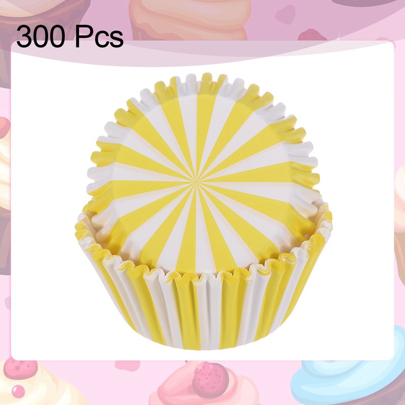 300 Count Cupcake Liners Yellow Stripe Cupcake Muffins Liners Paper Baking Cups gallery