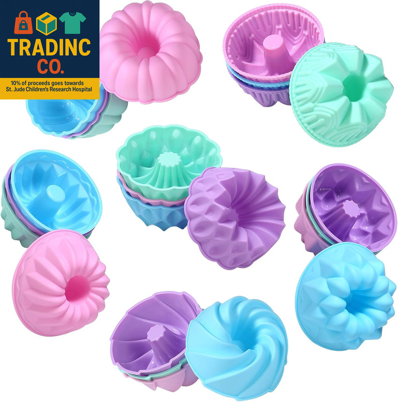 24-Pack Silicone Molds - Nonstick 3-Inch Silicone Donut Mold, Baking Cups, Donut