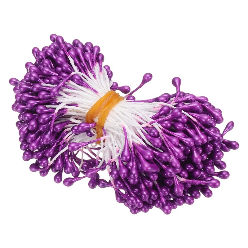 3mm Double Heads Flower Stamen, 300 Pcs Artificial Flower Pistil, Deep Purple