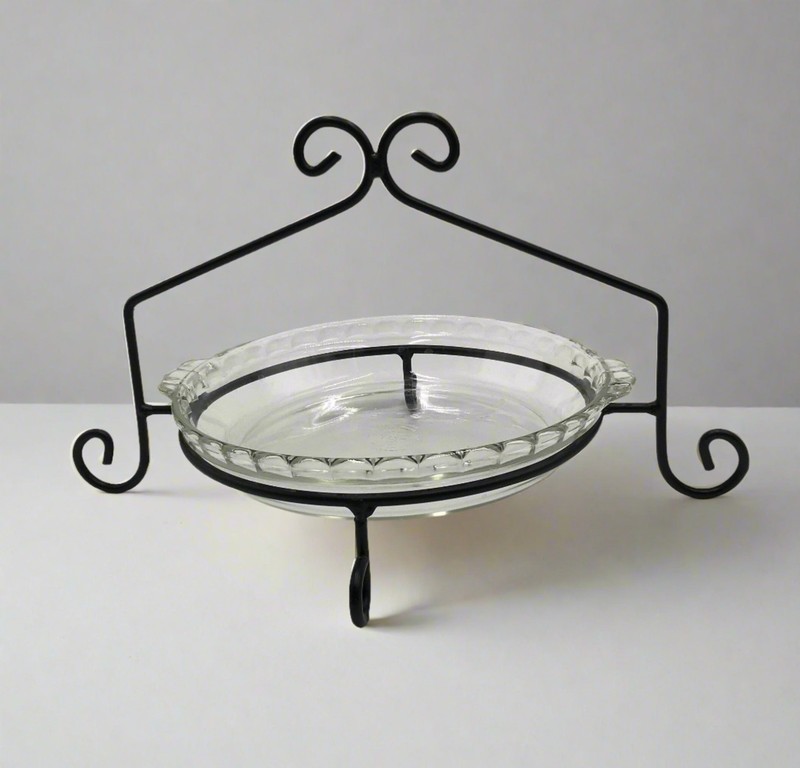 Black Wrought Iron Single Pie Plate holder stand – Holds standard 9″ pie plate