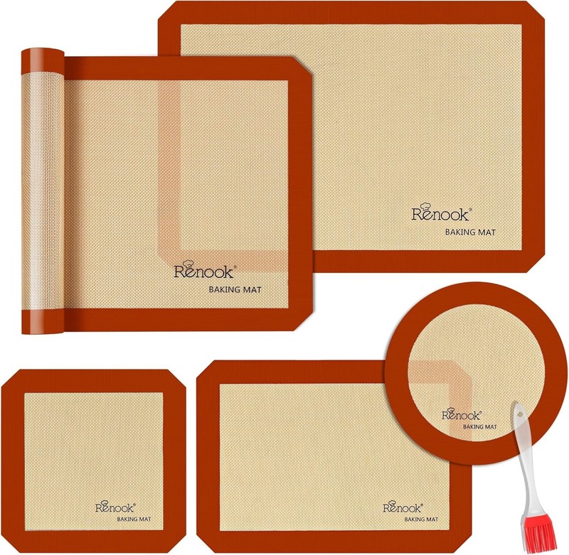 Silicone Baking Mat Set of 5, Grade Food Non-Stick Reusable Baking Mat, Slip