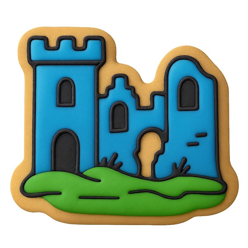 Decaying Castle Ruins Cookie Cutter & Stamp, Fondant & Clay - 4x3.4 gallery