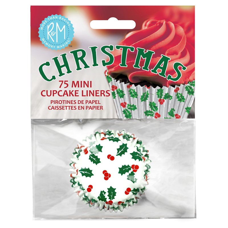 R&M International Mini Cupcake Liners Christmas, 75 Pack
