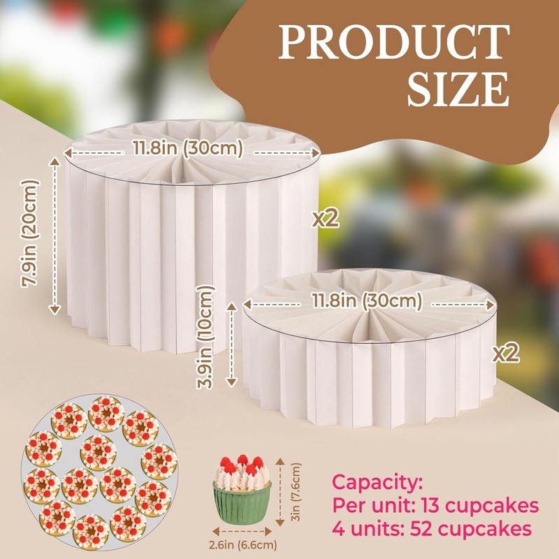 4 Pack Buffet Risers Foldable Food Display Risers for Party Cake Cupcake Stands gallery