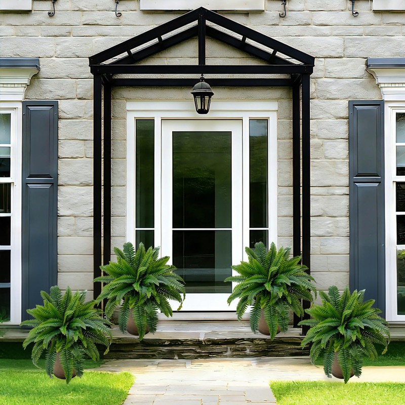Senjie Artificial Boston Fern 4 Set 55 Branches Fake Ferns For Outdoors 32Inch gallery