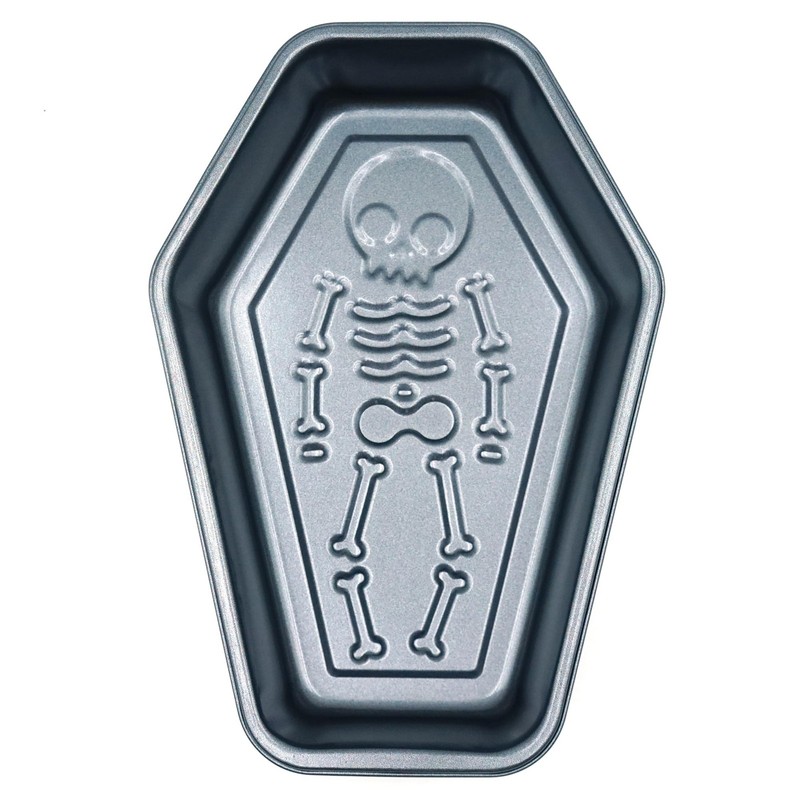 Kundalini Halloween Skeleton Cake Pan, Coffin Shaped 9.5inch SKULL,
