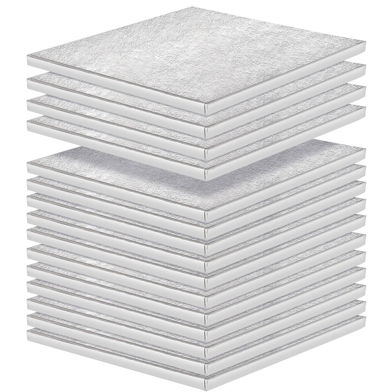 15 Pack 10 Inch Silver Square Cake Drums Sturdy 1/2 Inch Thick Cakes Boards