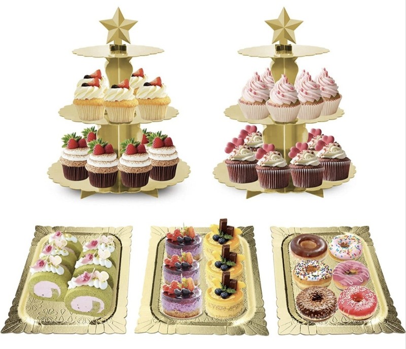 5 Pieces Dessert Table Display Set, Cupcake Stand Holder/3 Tier Cardboard Cup…