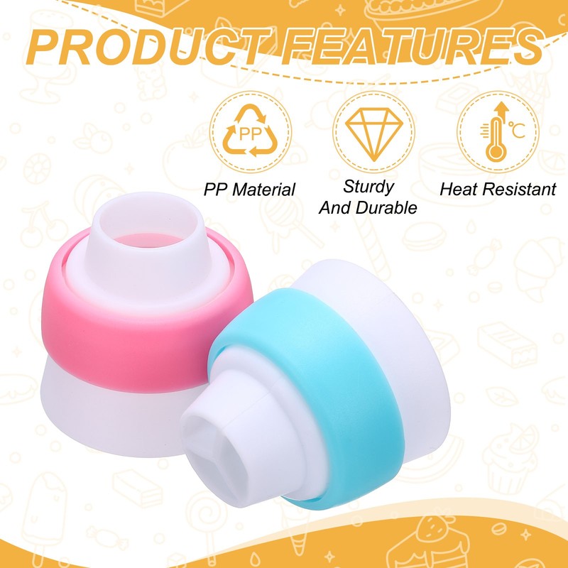 4 Pcs Piping Tip Coupler, Plastic 3 and 1 Color Couplers Russian Mouth, White gallery