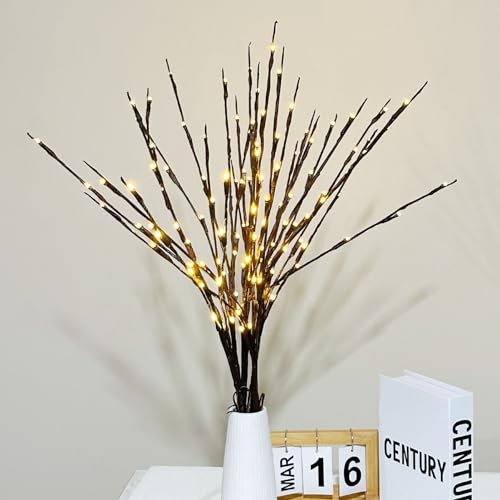 3 Pack Lighted Branches for Vase, Artificial Brown Twig Lights, 29IN 60 LED gallery