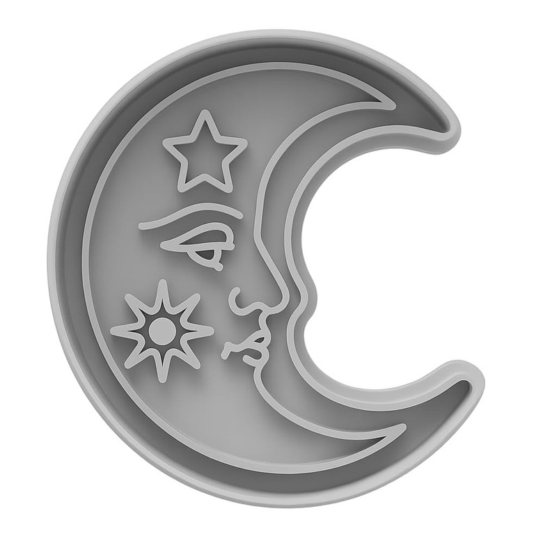 Celestial Moon Cookie Cutter & Stamp 4x2.4" for Baking Fondant Clay Embosser gallery