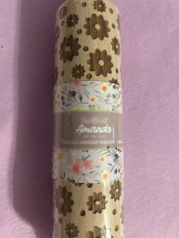 Amanda Embossing Rolling Pin Wood Floral Flowers Embossed 35 cm K1213 gallery