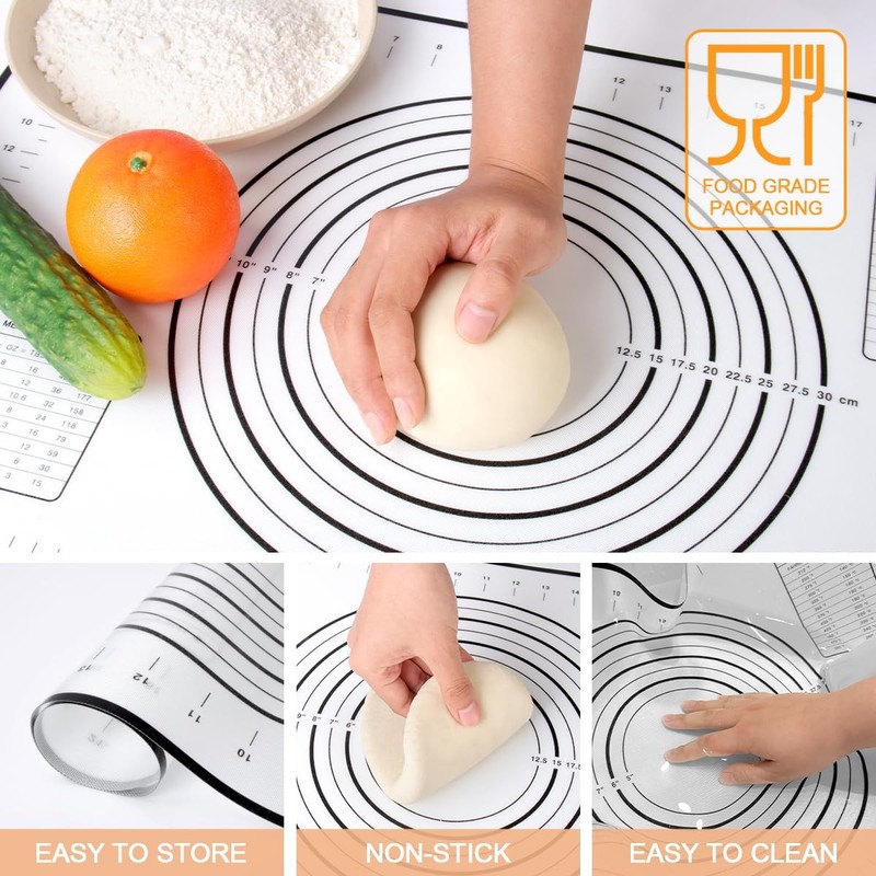 16.1 Inch Stainless Steel Rolling Pin Mat & Silicone Brush Set Grey gallery