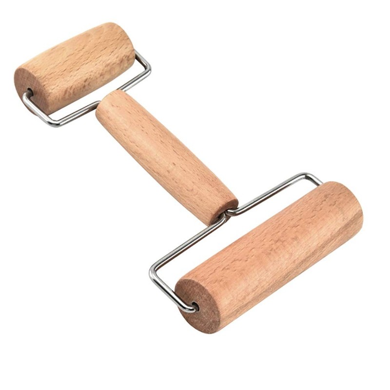Wood Double Rolling Pin Pastry Pizza Roller Dough Roller for Baking Cooking
