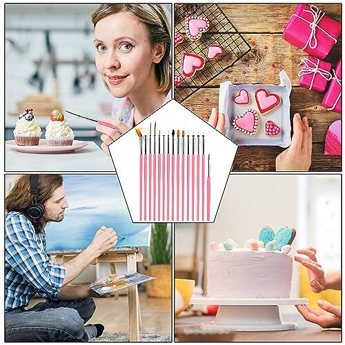 15pcs Cake Painting Brushes, Cake Decorating Brushes Kit Food Safe Paint Brush gallery