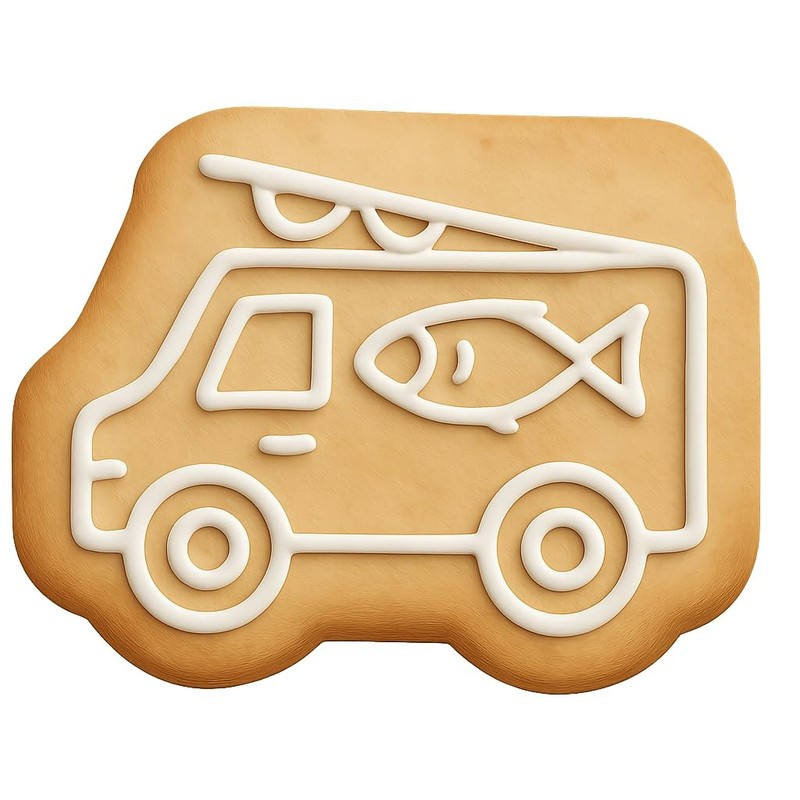 Fishing Van Cookie Cutter & Stamp, Fondant & Clay – 4×3