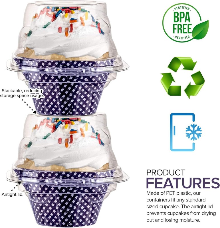 Durable Plastic Cupcake Storage Containers 50 Pack – Stackable & Freezer-Safe gallery