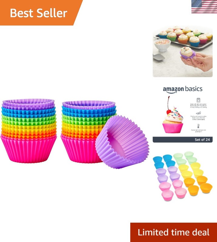 Multicolor Reusable Silicone Baking Cups – Oven Safe & Easy to Clean Set of 24