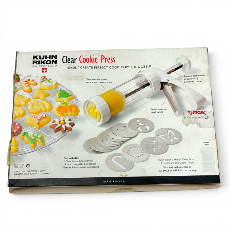 Kuhn Rikon 2460 Clear Cookie Press Spritz Dough Maker Complete Boxed Set 15 Pcs gallery