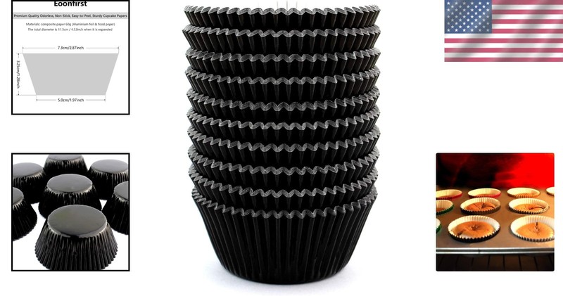 Elegant Black Foil Cupcake Liners - 200 Count for Stylish Baking & Celebrations gallery