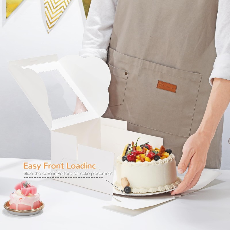 Small Cake Boxes 8 Inch with Window, 24 Set Bakery Boxes with Cake Boards & S... gallery