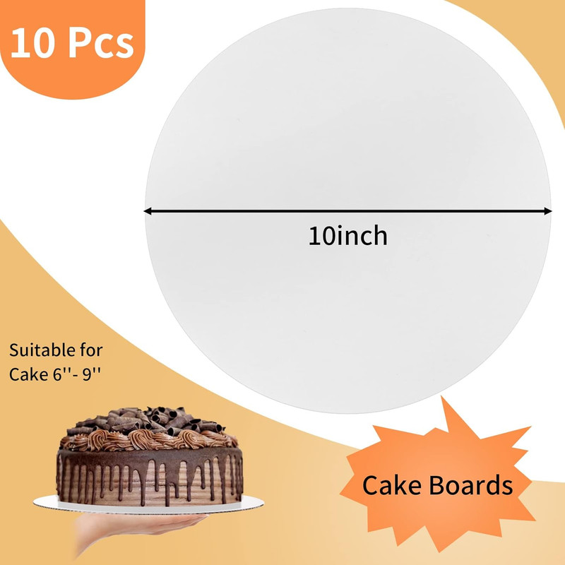 10 Pcs Cake Boards, White Cake Boards 10 Inch Round, Food-Graded Cardboard Cake gallery