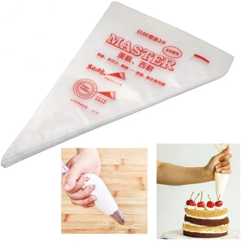 100Pc Large Plastic Disposable Pastry Bag Icing Piping Cake Cupcake Decorating