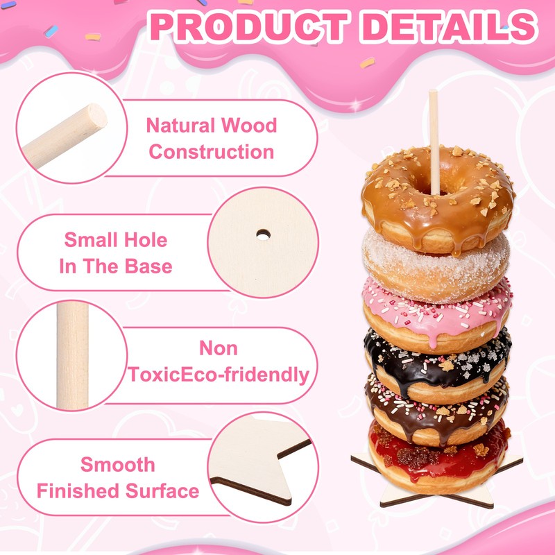 4 Wooden Star Shaped Donut Holders, for Natural Dessert Table gallery