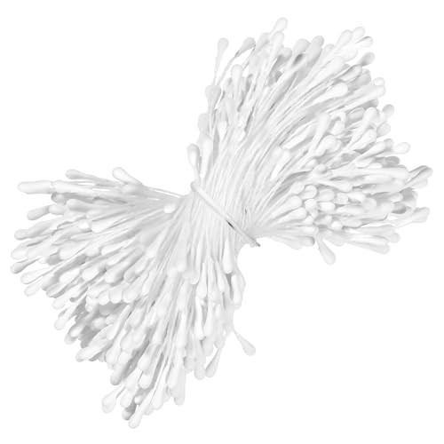 400 Pcs White Pearl Double Heads 2mm Flower Stamens Artificial Pearlized gallery