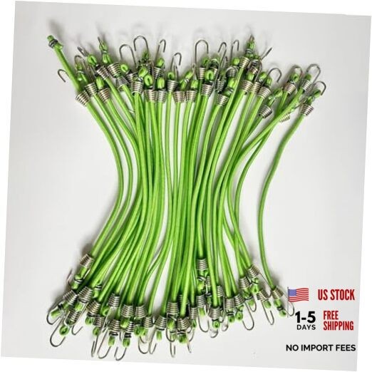 30 Pack Small Bungee Cords with Hooks, 10 Inch Mini Bungee Green 30pcs-10″