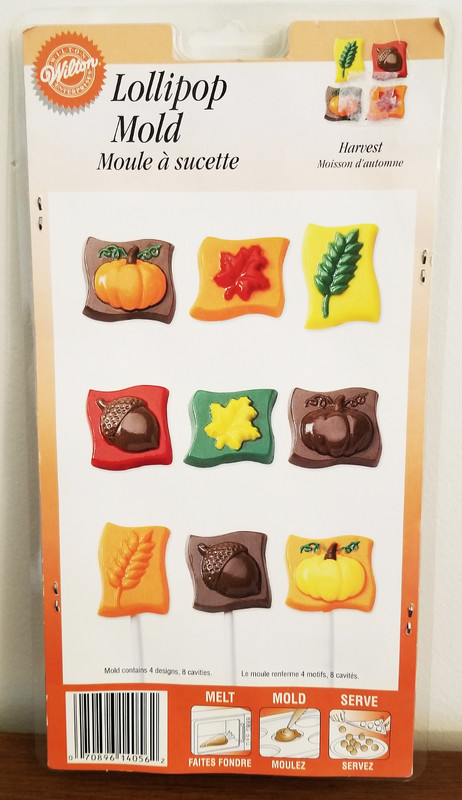 Wilton “HARVEST” Lollipop Candy Mold Pumpkin Leaf Acorn Plastic 2115-3056 NEW