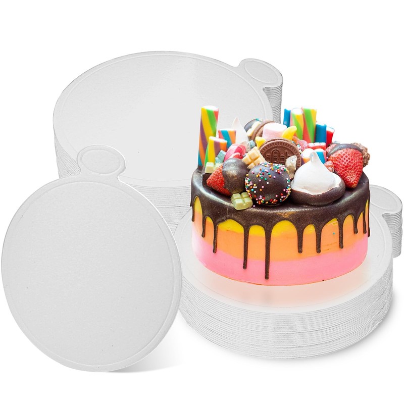 4 Inch Mini Cake Boards 50 Pack White Mini Dessert Plates Round Disposable Ca…