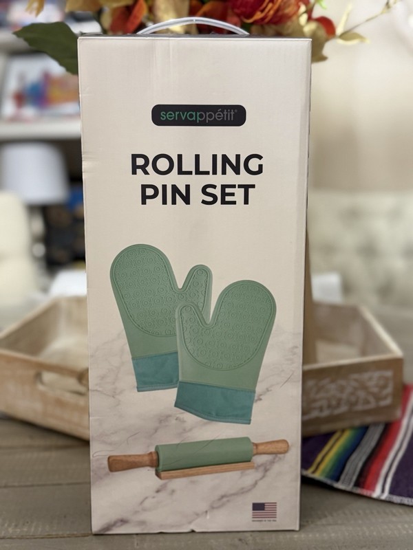 NEW Servappetit Rolling Pin Set Mint Green Brand Non Stick 4PC made USA