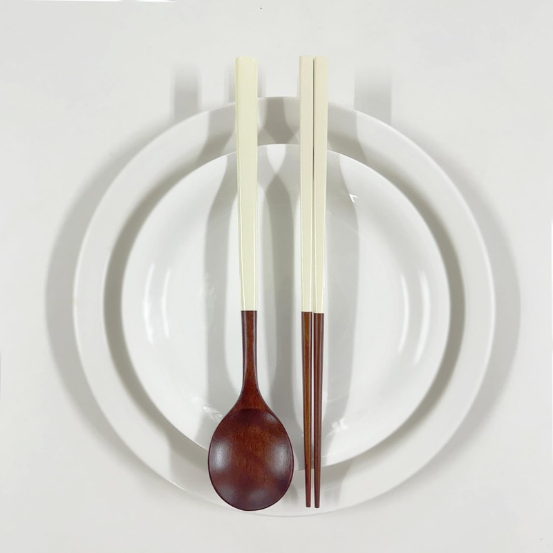 Korea Traditional Lacquer Wooden Chopsticks Spoon Set Reusable 2 Pair IV gallery