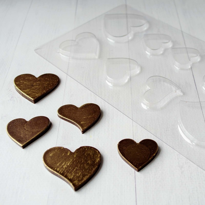 Heart 2 Cake Topper Decoration Chocolate Candy Soap Mold Crafts Plastic Molds