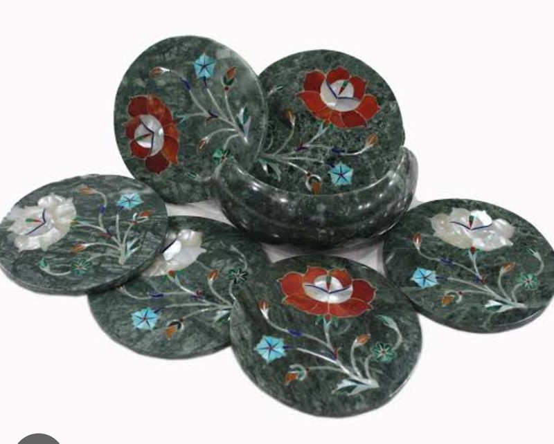 Green Marble Coster Set