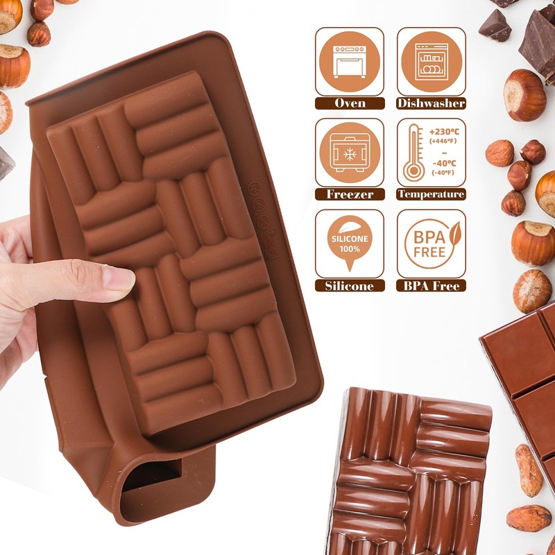 2 Pack Dubai Chocolate Bar Molds 1 Inch Deep Silicone For Stuffed Bars Tool gallery