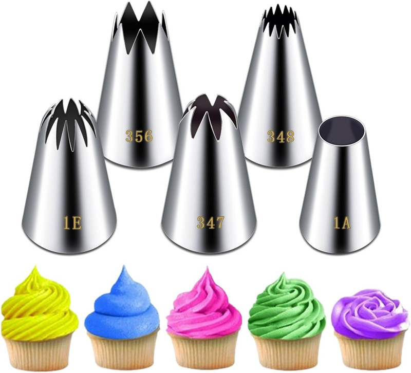 Large Piping Tips Set Frosting Kit 5 Pastry Cake Decorating Baking Tools for Coo