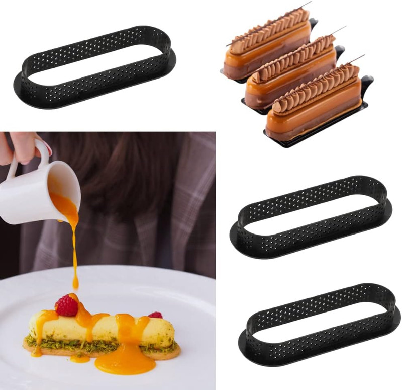 8pcs Carbon Fiber Non Stick Perforated Tart Rings for Mousse, Cheese Cake, Muffi gallery