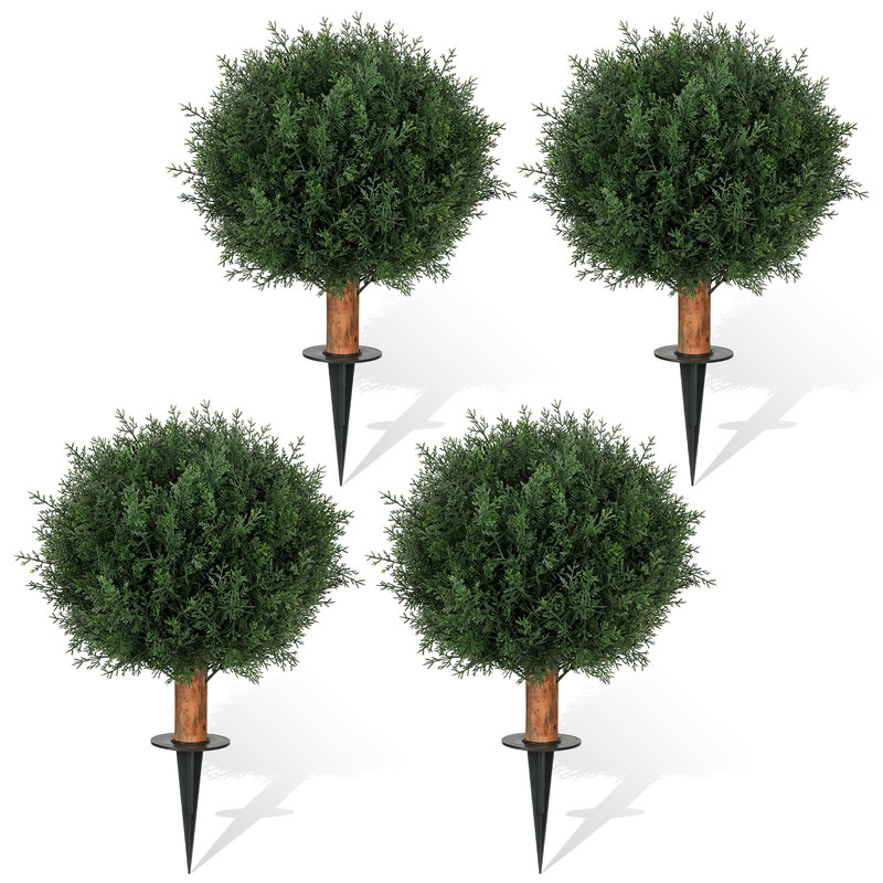 Jozhenju Artificial Cedar Topiary Ball Trees Ground Spike 24.6 Inche Tall