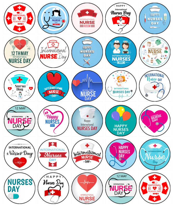 Nurses Day – Edible Icing Cupcake Toppers – Nurse Cake Decorations – 2 Sizes