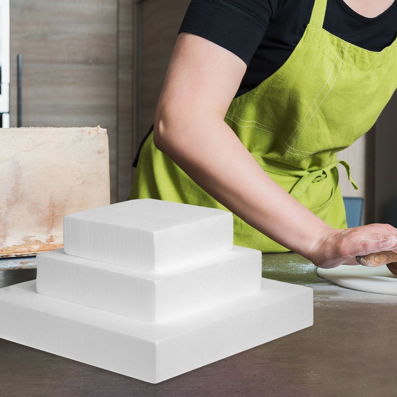 2Pcs Square Foam Cake Dummy Set, 16" x 16" x 2" Fake Cake Model Photo Prop gallery